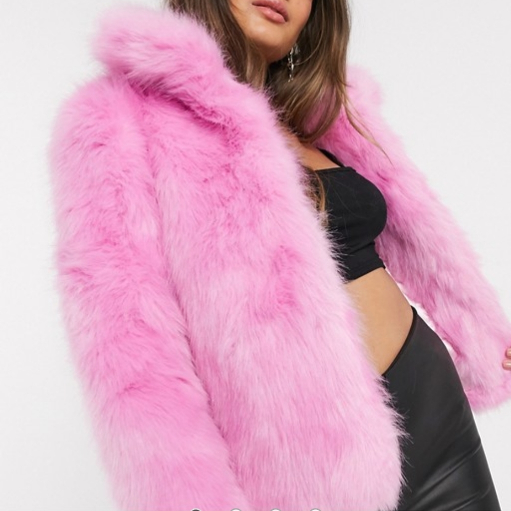 Glamorous Petite Pink Faux Fur Jacket